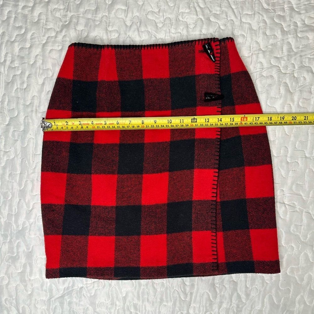 Vintage 90s Buffalo Plaid Wool Blend Skirt Suit Matching Set Ninety Made in USA - Picture 10 of 15